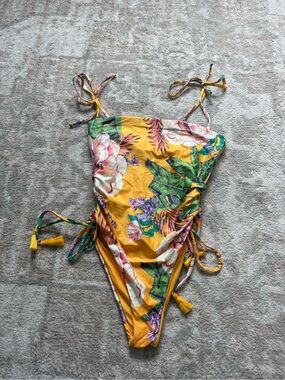 Agua Bendita Yellow Floral One-Piece Swimsuit